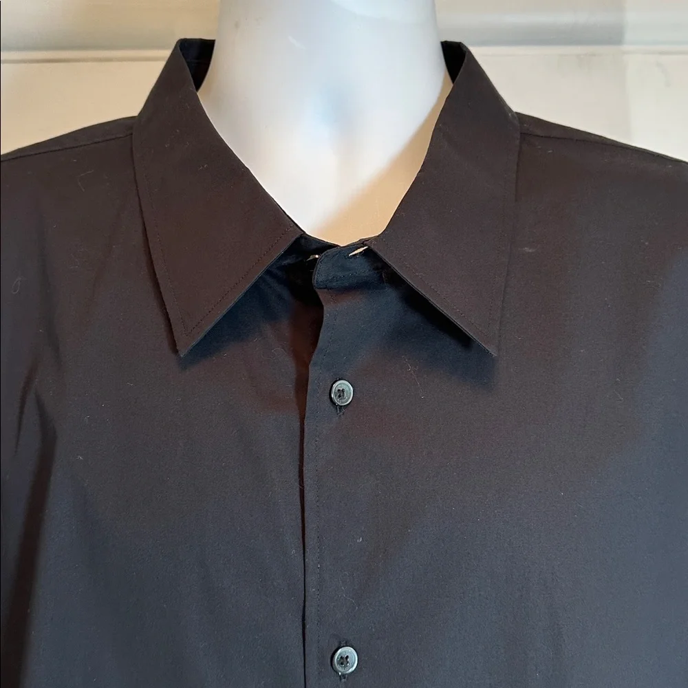 Calvin Klein Cotton Stretch Long Sleeve Black Dress Shirt XXL NWT